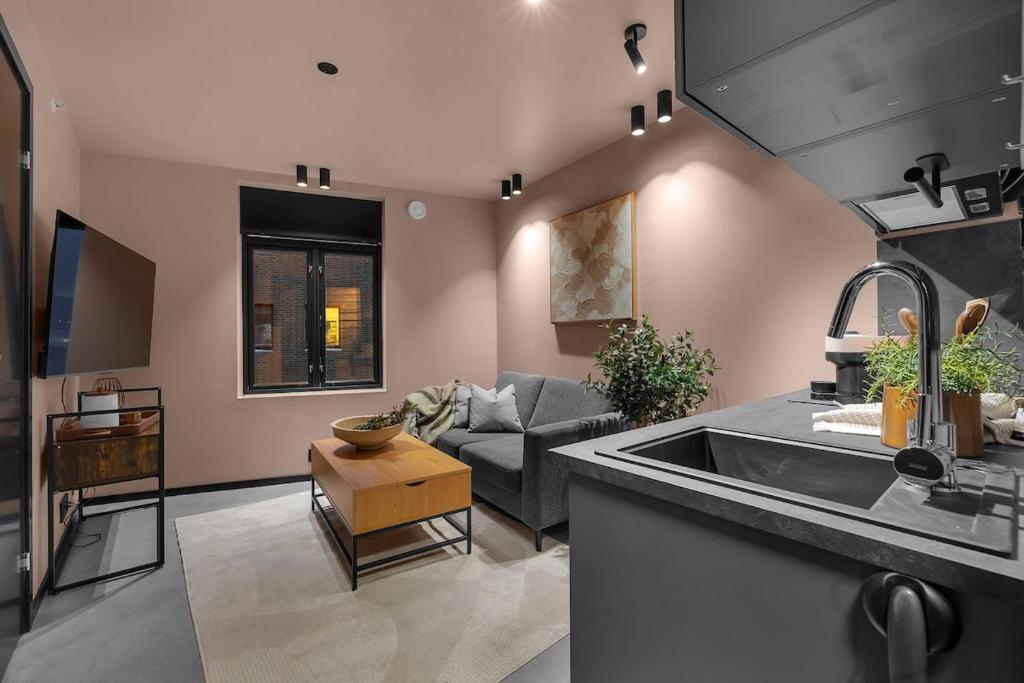 Телевизор и/или развлекательный центр в New apartment in the very heart of Tromsø