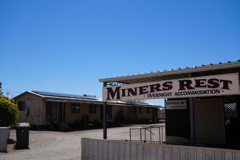 a building with a sign that reads miners rest at Miners Rest Units in Mount Magnet