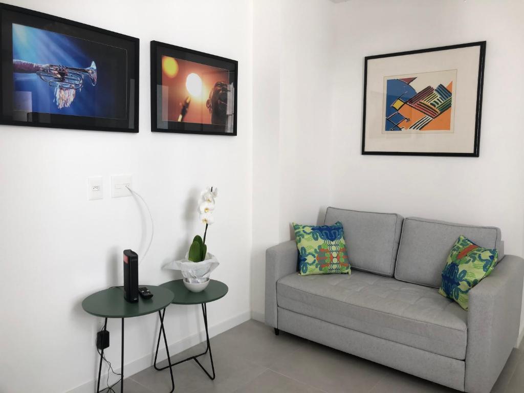 Posezení v ubytování No melhor ponto do Flamengo, conforto e segurança no Rio