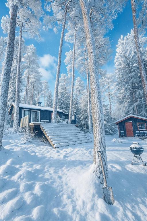 Waterfront Cabin Experience - Lake & Forest View trong mùa đông