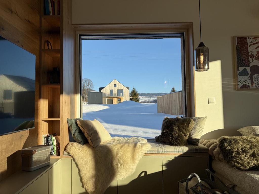 Χώρος καθιστικού στο Apartmán Sova