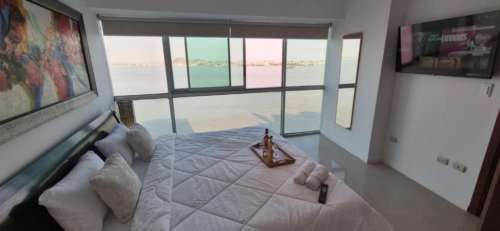 Μια τηλεόραση ή/και κέντρο ψυχαγωγίας στο Ecusuites Skyline Jacuzzi Premium Riverfront 12