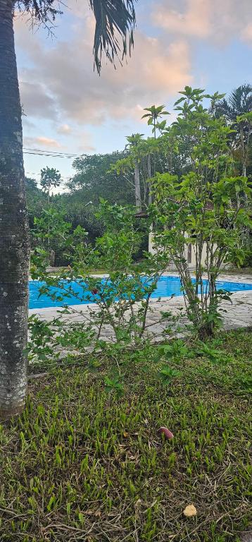 a beach with a pool of water and some trees at Pousada Paraíso Guapi in Guapimirim