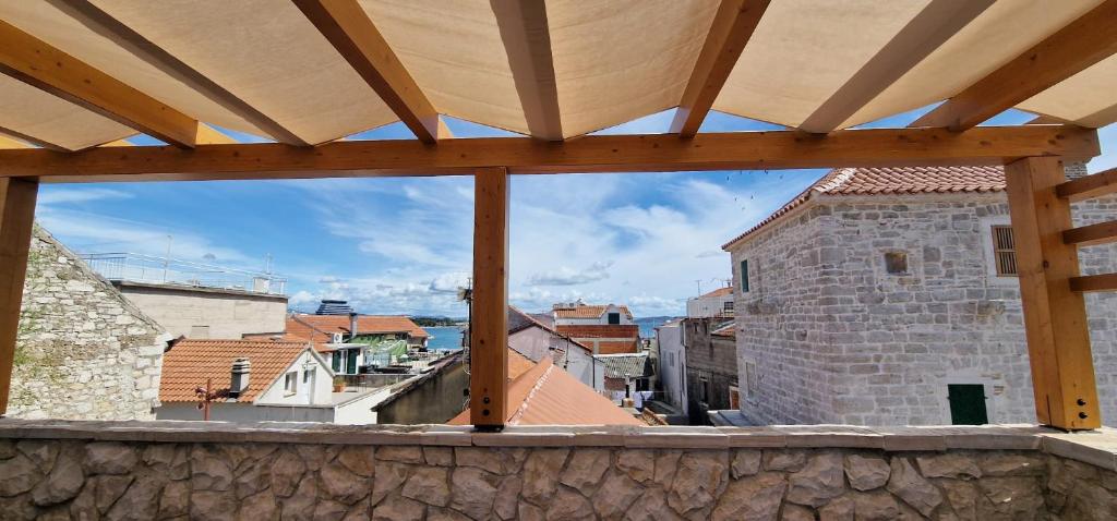 a view from the roof of a building at Downtown stone house in Vodice