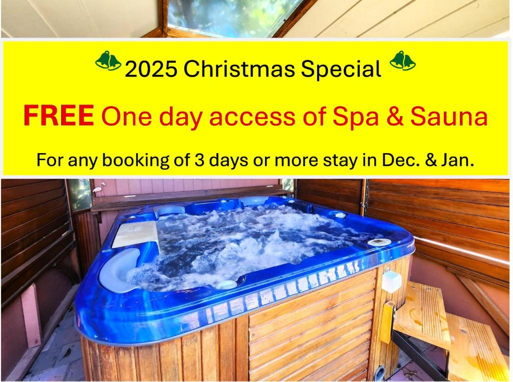 a christmas special in a sauna with a hot tub at Large king guest room with walking in robe and free parking in Highett