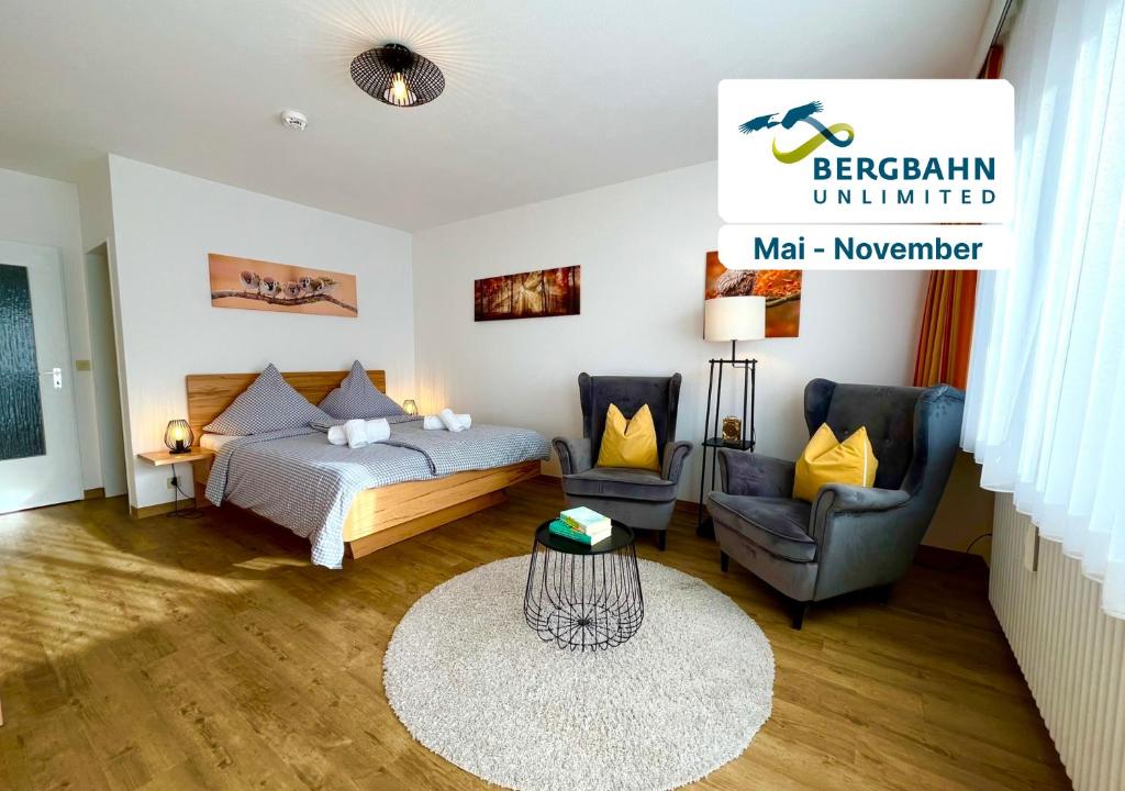 Postel nebo postele na pokoji v ubytování Nesthäkchen, Montana Haus