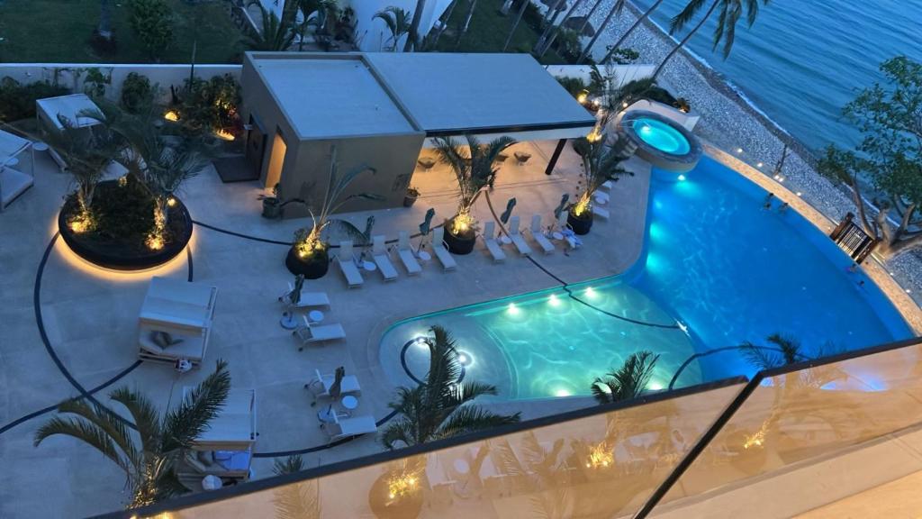 an overhead view of a swimming pool at a hotel at Casa Cielo V-Bucerias in Bucerías