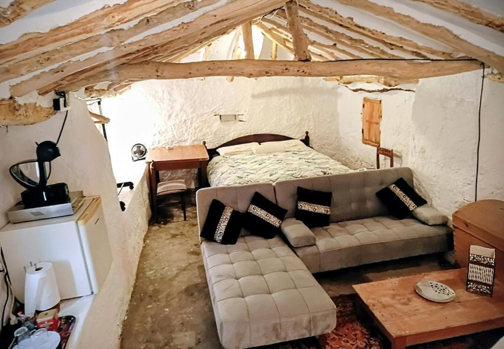 a living room with a couch and a bed at GP Cortijo Palmera 