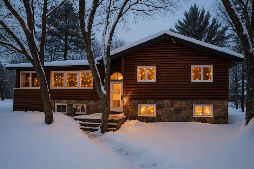 6 Bedroom Lakefront Main House in Sand Bay om vinteren