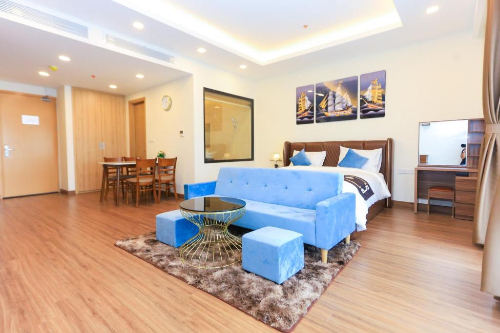 Ένα ή περισσότερα κρεβάτια σε δωμάτιο στο Quy Nhon FLC seatower cosy apartment