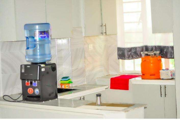 Una licuadora colocada encima de un mostrador en The Verdant suites, en Kakamega