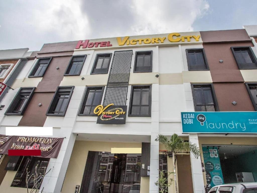 a hotel with a sign that reads her victory city at Victory City Hotel Crystal Bay in Iskandar Puteri