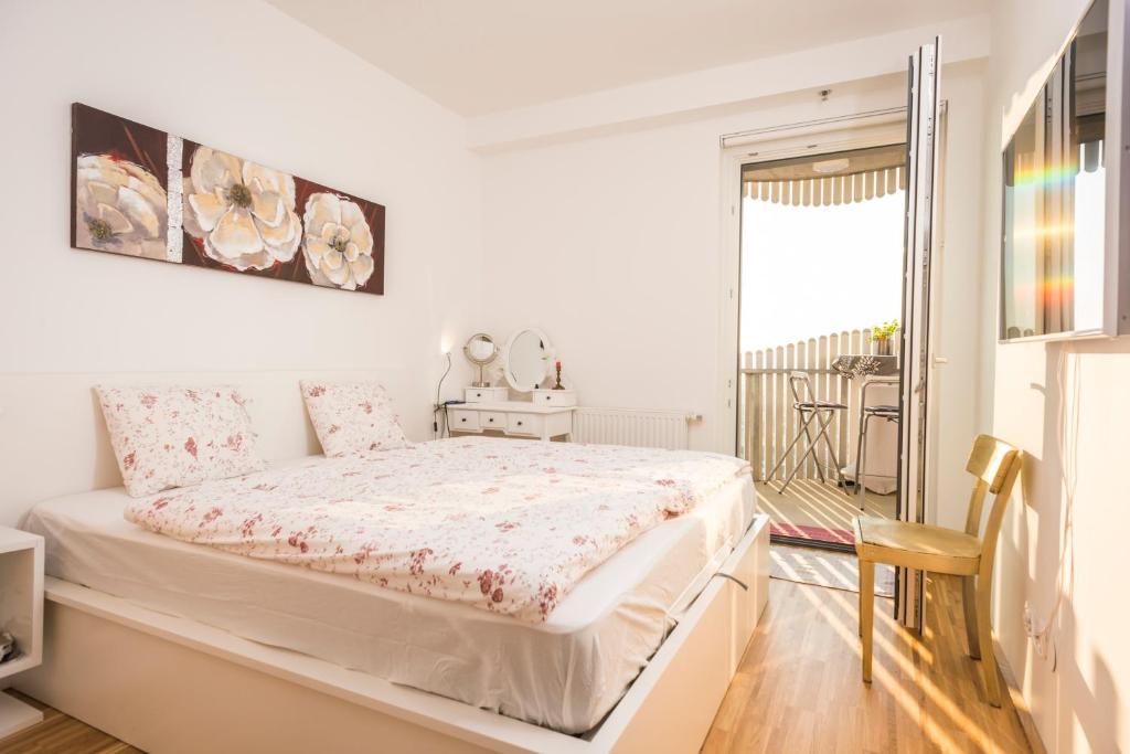 Postel nebo postele na pokoji v ubytování Sky View Apartment Vienna