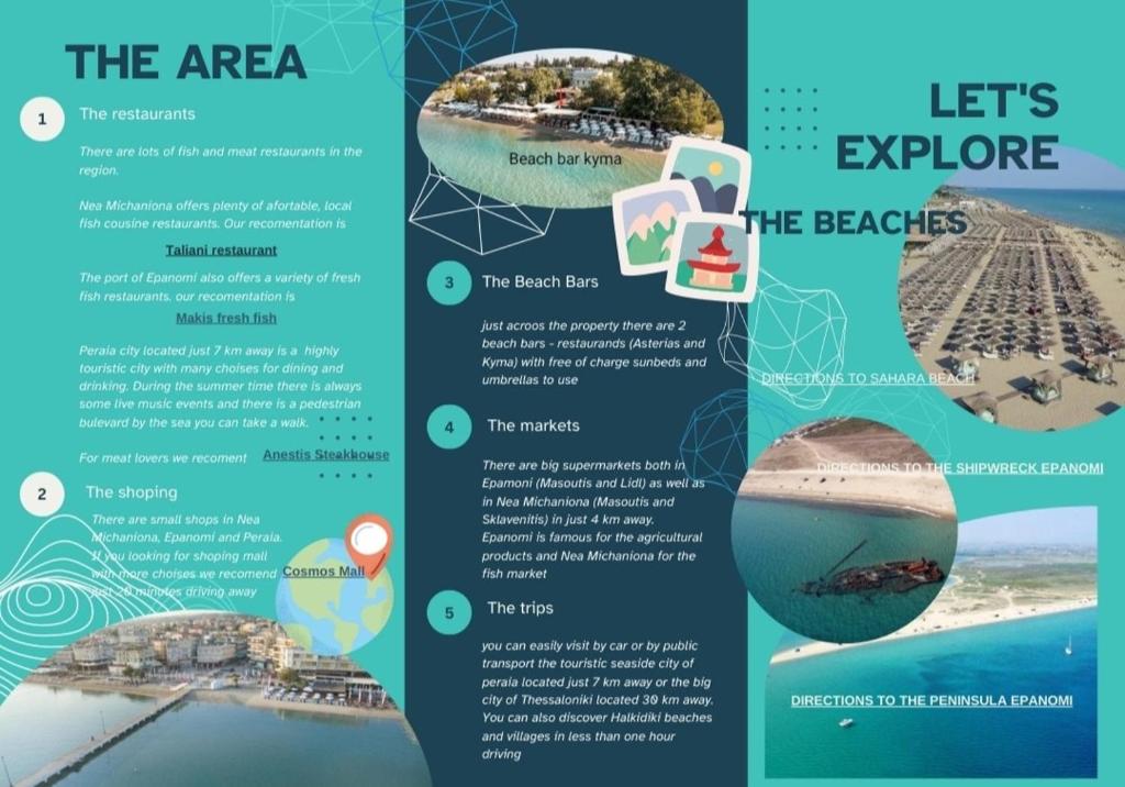 a brochure for the area with sights and landmarks at Lambriana's House beach front in Thessaloniki