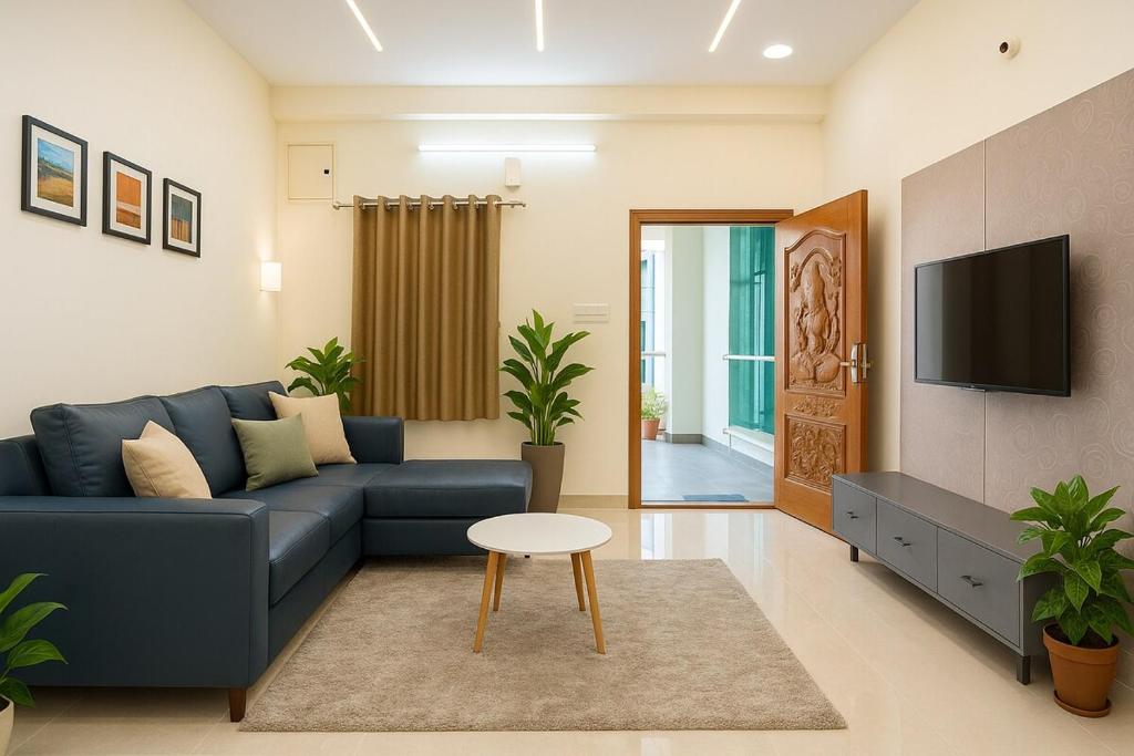 TV a/nebo společenská místnost v ubytování VijaPuri Nilayam- 2BHK, Gachibowli