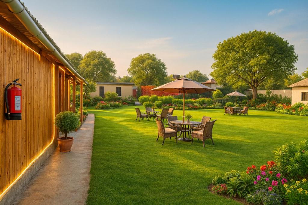 Κήπος έξω από το Hotel Padharo Sa Resort , Vrindavan - Lavish & Luxury rooms with parking near prem mandir