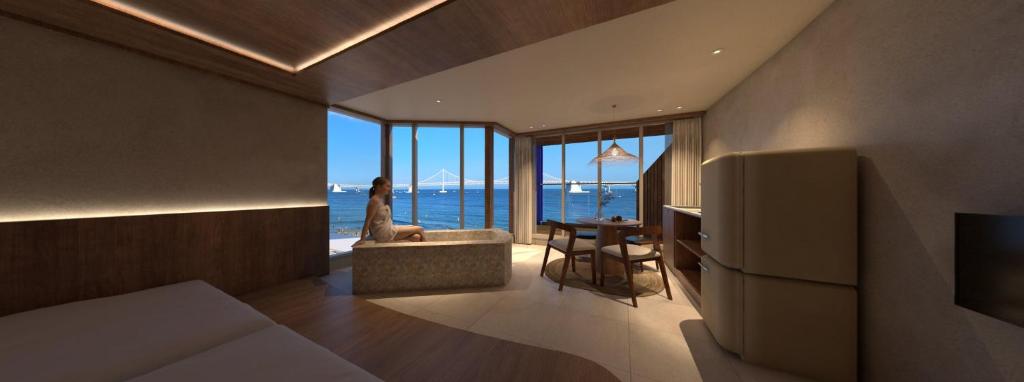 Гостиная зона в 루미에르 디럭스 오션뷰 그랜드룸 01-광안리 해수욕장