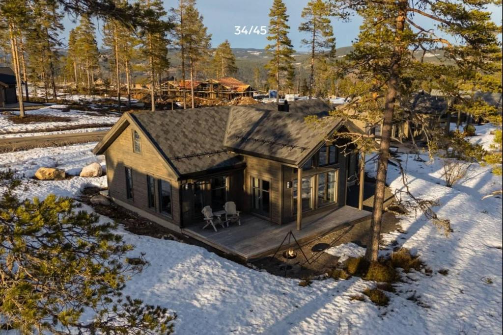 an aerial view of a house in the snow at Trysilfjell hytteomrade 2124 by Vacation Trysil in Hovi