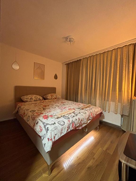 a bedroom with a bed and a window at Apartman Rejjan in Zenica
