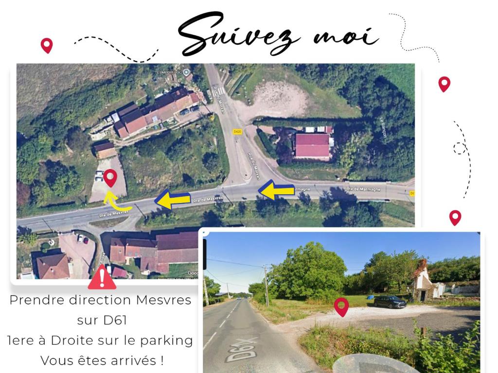 a picture of a road with a sign that says survey not at Au Clerc de Lune in Broye