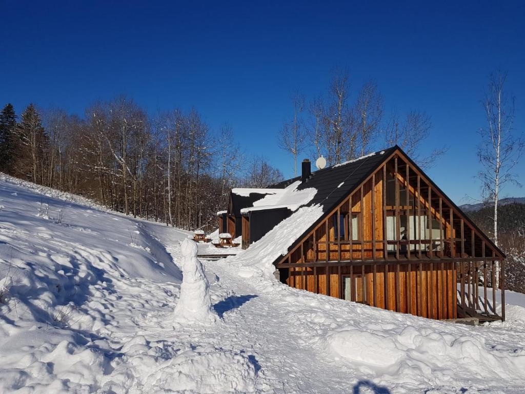 Chalupy Rajsko na Šumavě v zimě