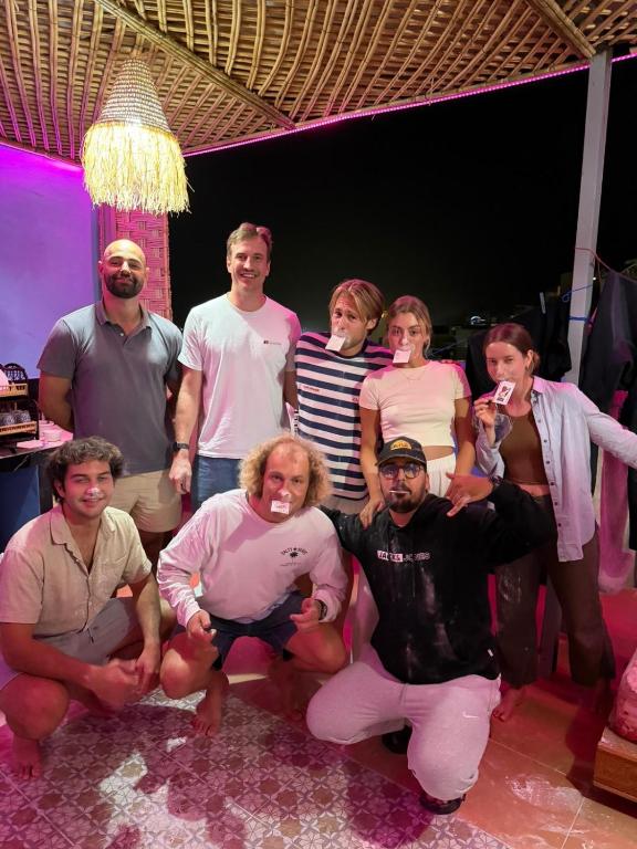 a group of people posing for a picture at Talia Surf Morocco in Taghazout