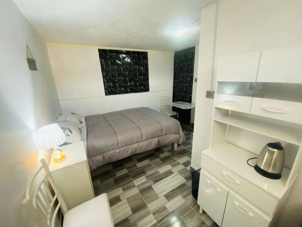 Kuchyň nebo kuchyňský kout v ubytování Habitación Privada con Baño Privado Cama Doble