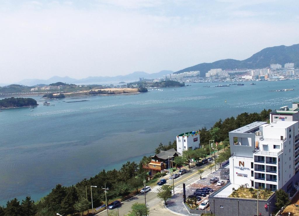 a view of the hudson river from a building at Noble Hotel in Yeosu