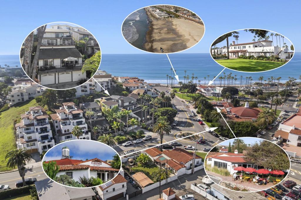 a collage of photos of a city at 4BR Beach Condo Kids Hideaway Walk to Beach Casino Ole Hanson in San Clemente