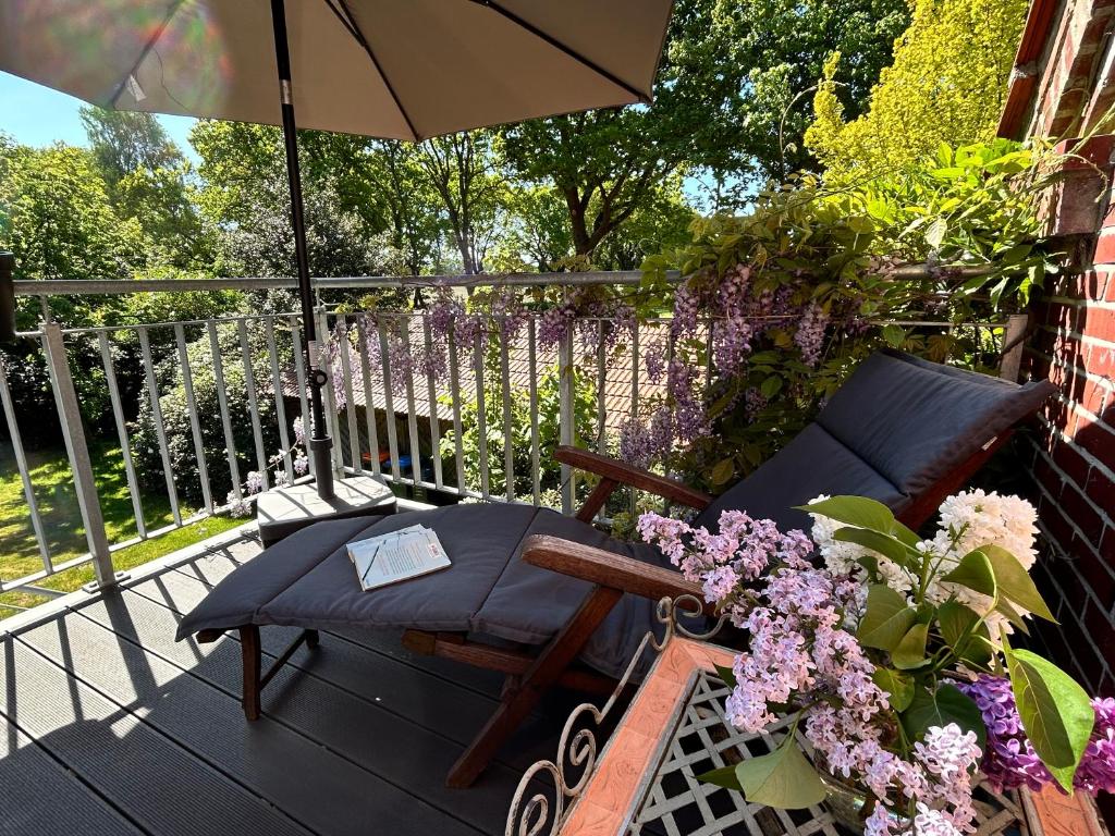 Μπαλκόνι ή βεράντα στο Ferienwohnung Friesenstube