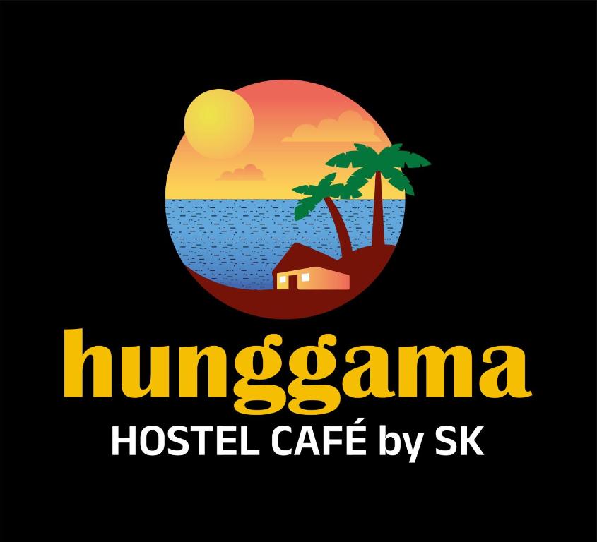 a logo for a hostel cafe by six at Hunggama Hostel Cafe - By SK in Anjuna