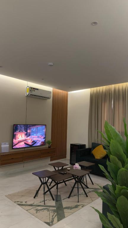 TV a/nebo společenská místnost v ubytování شقه بصالة وغرفة نوم مريحة