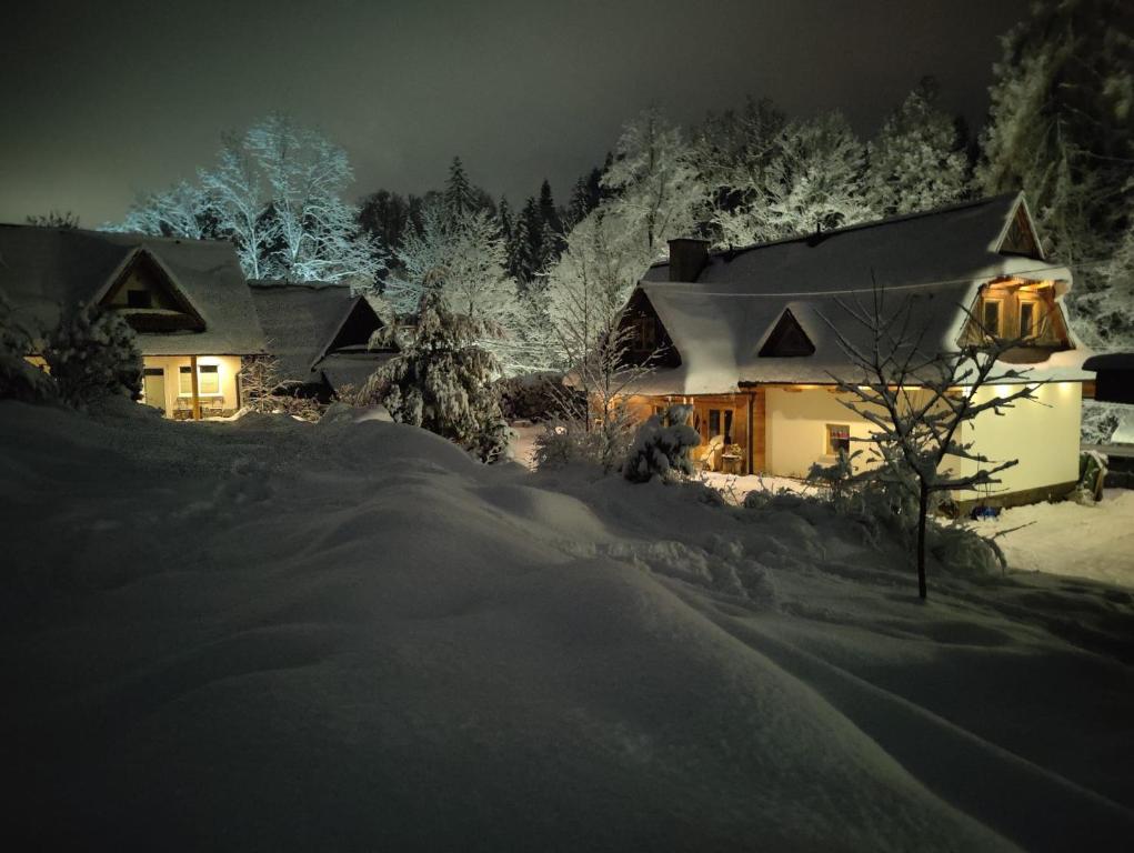 GLICZAROWA OSADA, Chata 18 osób, Domek 8 osób NA WYŁĄCZNOŚĆ, 8 sypialni z łazienkami, spokój, przyroda, wyjątkowe miejsce зимой