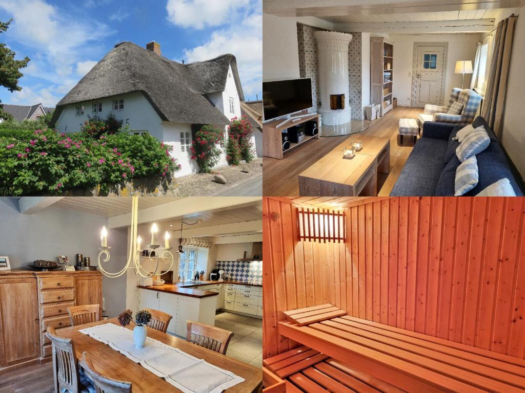 a collage of photos of a kitchen and a house at Haus Oevenum in Oevenum