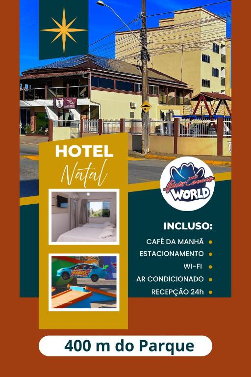 a poster for a hotel motel in front of a building at HN-Hotel Natal Penha in Penha