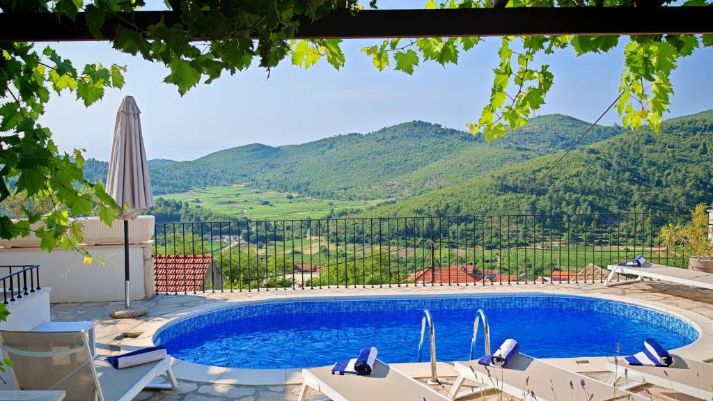 een zwembad met uitzicht op de bergen bij Villa SMOQUIZZA by Villas Guide in Smokvica