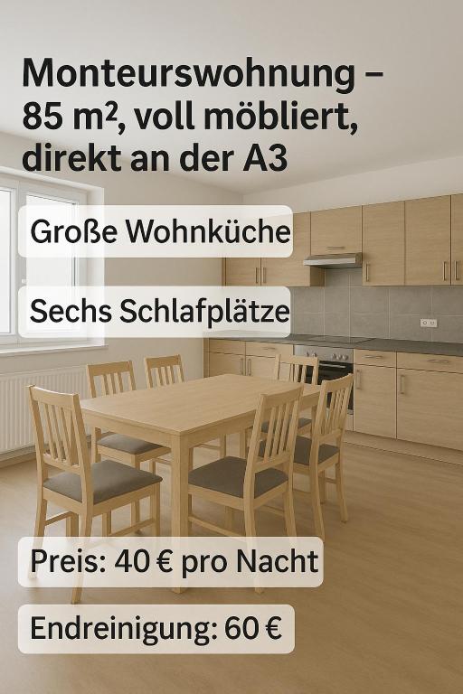 ein Screenshot einer Küche mit Tisch und Stühlen in der Unterkunft Willi in Willroth