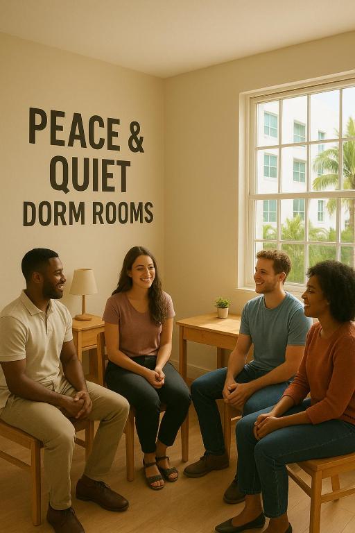 a group of people sitting in a waiting room at Peace and Quiet Dorm Rooms - Free Breakfast DIY Waffles - Free Dinner - Free Coffee - Longterm Ok! in Miami