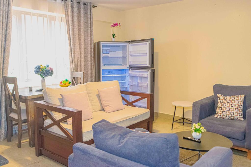 Posezení v ubytování Ebony 1br Nanyuki town