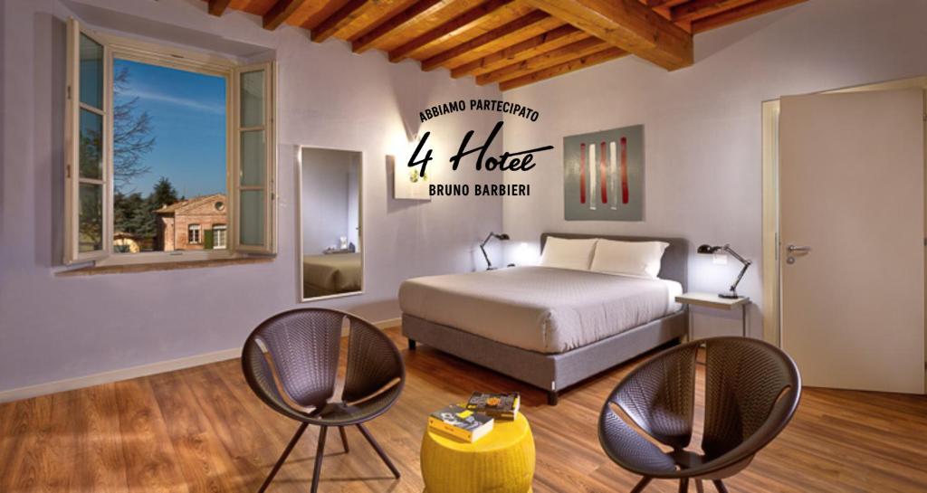 Un pat sau paturi într-o cameră la Hotel Cortaccia Sanvitale