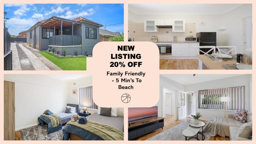 eine Fotocollage einer neuen Anzeige für familienfreundliche Unterkünfte in der Unterkunft Family Friendly - 5 Mins To Beach in Belmont