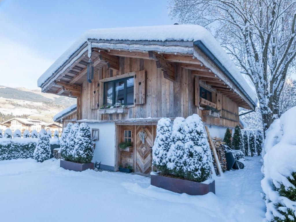 a log cabin with snow on the roof at Almversteck Hollersbach in Hollersbach im Pinzgau