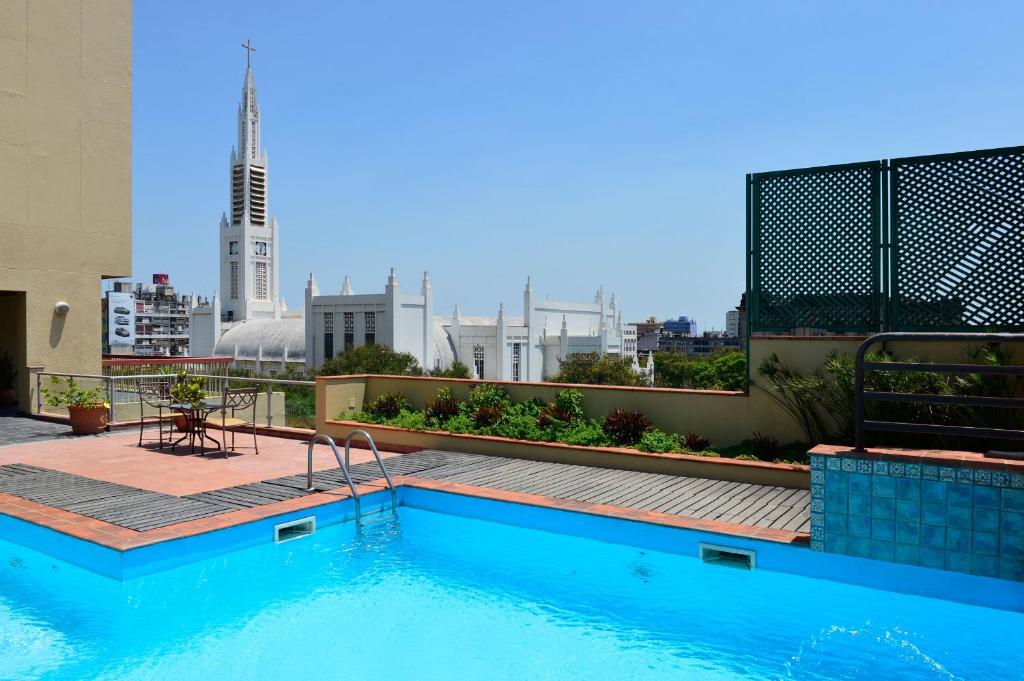 a swimming pool on the roof of a building at Pestana Rovuma in Maputo