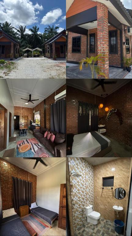 a group of four pictures of a house at Nizana House Homestay in Batu Pahat
