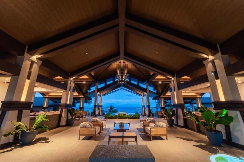 a view from the lobby of the resort at Cebu Beach Club in Argao