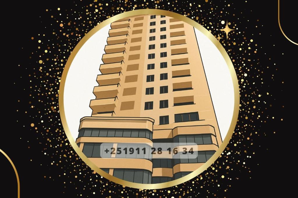 a building with a moon and stars at My Dream Apartments - 4 miles from Bole International Airport in Addis Ababa