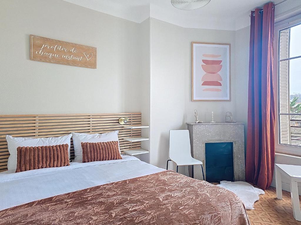 Кровать или кровати в номере Premium apartment 10 minutes from Paris