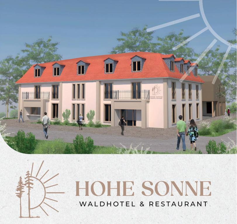 Waldhotel Hohe Sonne في إيزيناخ: تصور لمنزل مع أشخاص أمامه