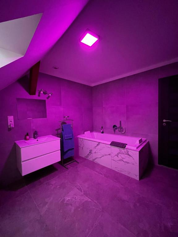 Кровать или кровати в номере Apartmán 3KK 80 m2 s vířivkou a saunou