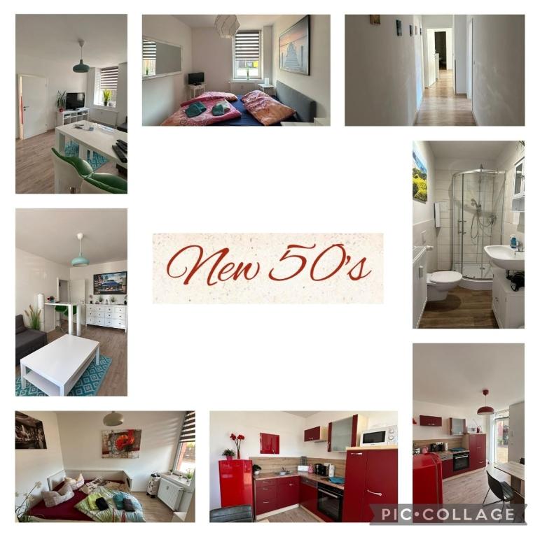 a collage of different pictures of a room at Familienappartments- Fewo's Ahrend in Wernigerode